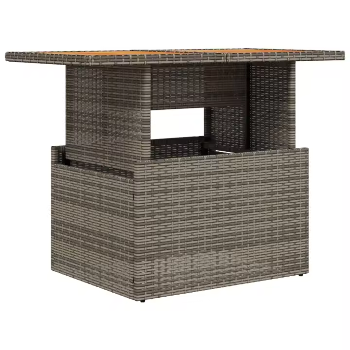 Mesa de Jardín Ratán PE y Madera de Acacia gris 100x55x73 cm - 1