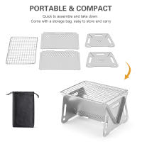 Estufa De Camping Tomshoo Para Madera Con Placa De Asado Portátil Y Plegable De Acero Inoxidable Para Cocinar Al Aire Libre Y Barbacoa - details 2