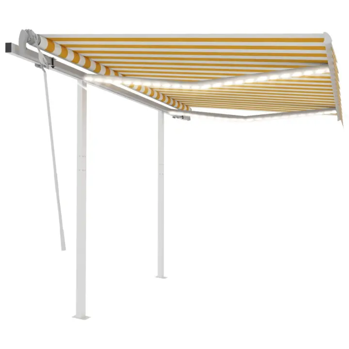vidaXL Toldo manual retráctil con luz LED amarillo y blanco 3,5x2,5 m - 1