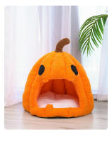 Casa De Gato Y Perro Con Diseño De Calabaza De Halloween Cama Acolchada Para Mascotas Caliente Para Otoño E Invierno Alfombra Para Mascotas - details 4