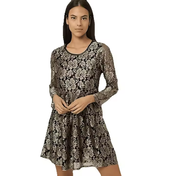 Vestido SENSE de encaje con manga larga y falda avolantada - REf: 8513 - 1
