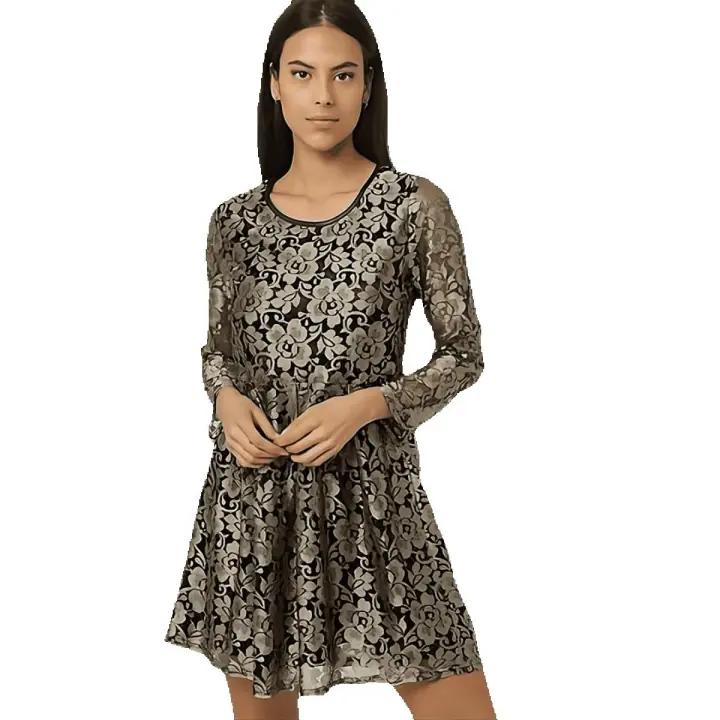 Vestido SENSE de encaje con manga larga y falda avolantada - REf: 8513 - 1
