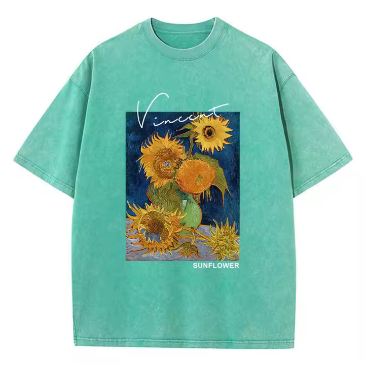 Camiseta De Algodón Van Gogh Con Impresión De Girasol Para Hombre Estampado Gráfico Camiseta Cool De Verano Talla Grande Manga Corta Para Diario - 1