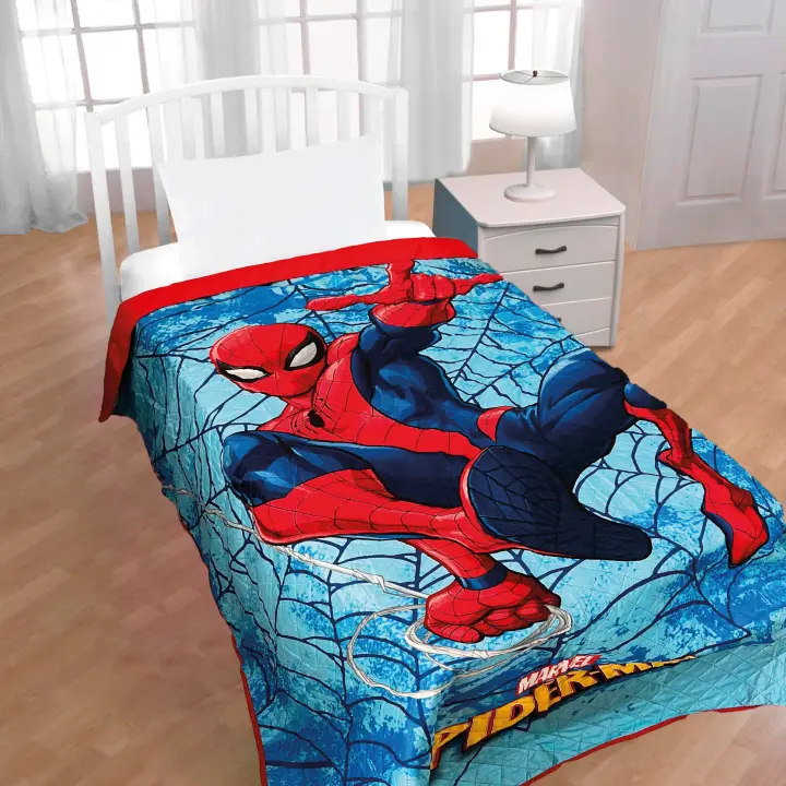 Spiderman - Colcha Bouti Spiderman Modelo 2 Verano Marvel 170 x 250 Cm (Cama 90 - 105 Cm) Rojo Azul Telarañas - 1