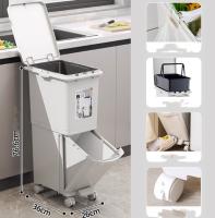 Cubo de Basura de Control de Olores de Doble Capa Extra Grande - Espacioso, Operado con Pedal, Separación Húmedo/Seco, Tapa Incluida, Perfecto para Almacenamiento y Organización en el Hogar - details 1