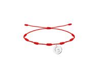 Cotigo Pulsera roja de 7 nudos hecho a mano con colgante de letras Iniciales de acero plateado , pulsera de nombre - details 6