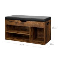Zapatero con asiento y cojín acolchado, banco con 2 estantes para entrada y pasillo, carga máxima de 150 kg, color blanco - details 12
