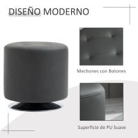 HOMCOM Reposapiés Otomano Giratorio Taburete Puff Redondo Tapizado en Piel Sintético de Estilo Moderno para Dormitorio Entrada Salón Ø45,5x44,5 cm - details 5
