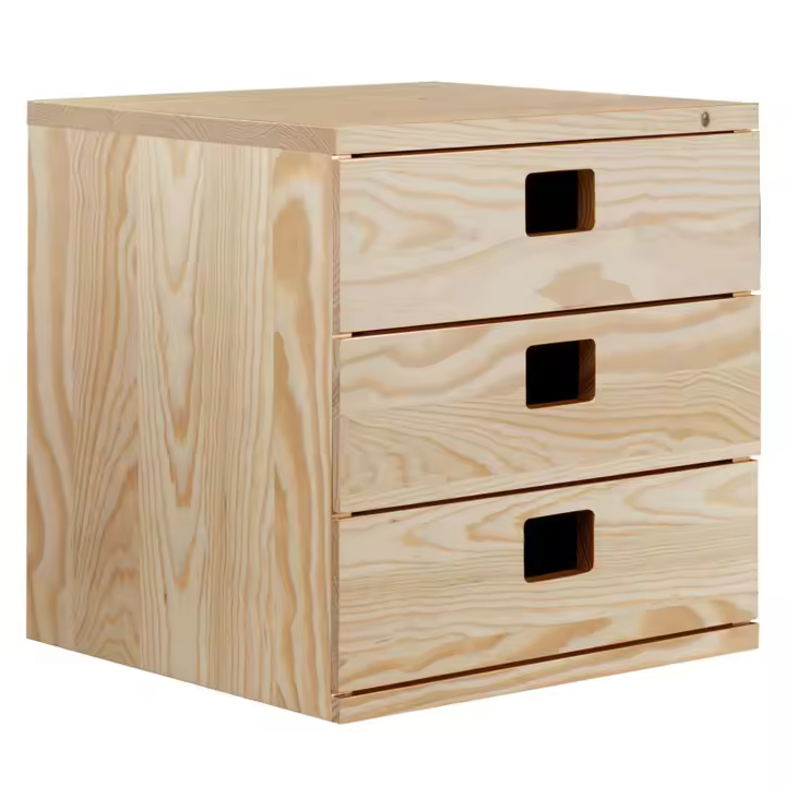 Cajonera Dinamic de madera de pino con 3 cajones 36,2x36,2x33 cm - 1