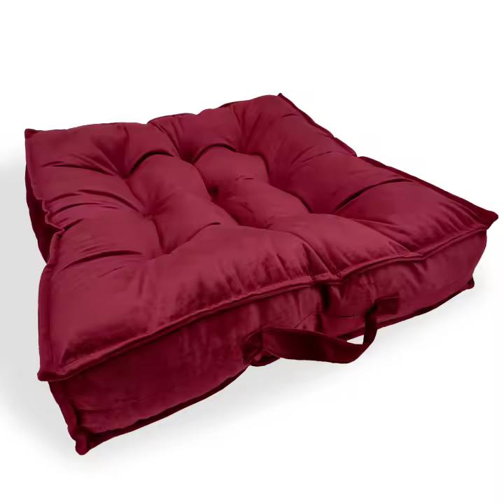 Cojín Suelo Grande con Asa de Transporte, Cojín para Sillón de Jardín en Tela Terciopelo Suave, Asiento Suelo Relleno de Fibra Hueca Acolchada y Blandita Ideal para Exterior e Interior - 60 x 60 x 10cm - 1