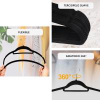 GERIMPORT 48 und Perchas de Terciopelo con Superficie Antideslizante, Gancho Giratorio 360°, Set de Perchas XL Ahorro de Espacio, 44,5 x 24,5 x 0,5 cm (48) - details 1