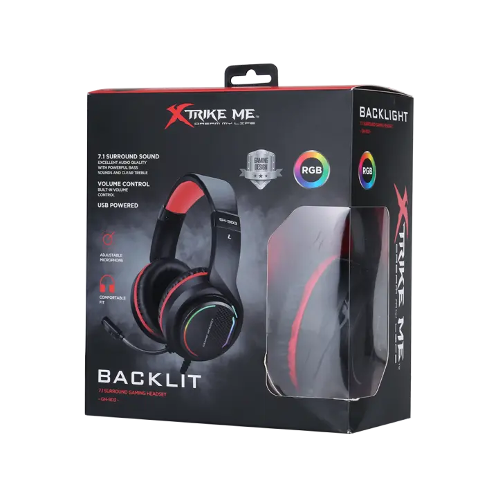 AURICULARES PARA JUEGOS CON SONIDO ENVOLVENTE 7.1 , marca XTRIKE ME Excelente calidad de audio con graves potentes y agudos nítidos Brazo de micrófono ajustable Control de volumen incorporado - 1