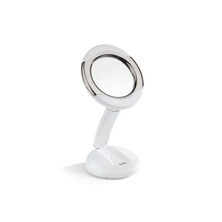 Espejo de Maquillaje Laica con Luz LED y 3 Aumentos, Diámetro 12.5 Cm, Color Blanco - 1