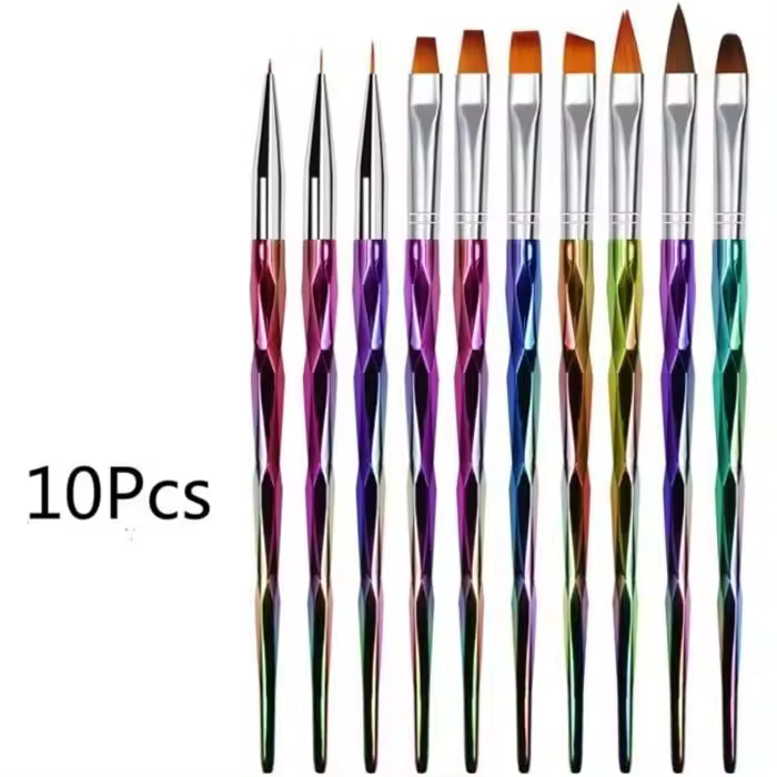 Kit de 10 pinceles para uñas para diseño de uñas con gel UV, juego de bolígrafos para pintar y dibujar - 1