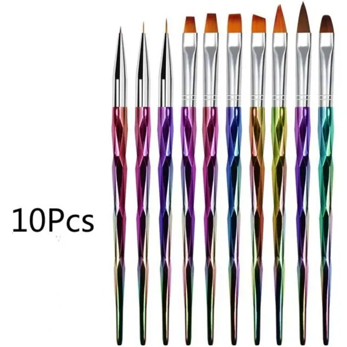 Kit de 10 pinceles para uñas para diseño de uñas con gel UV, juego de bolígrafos para dibujar y dibujar - 1