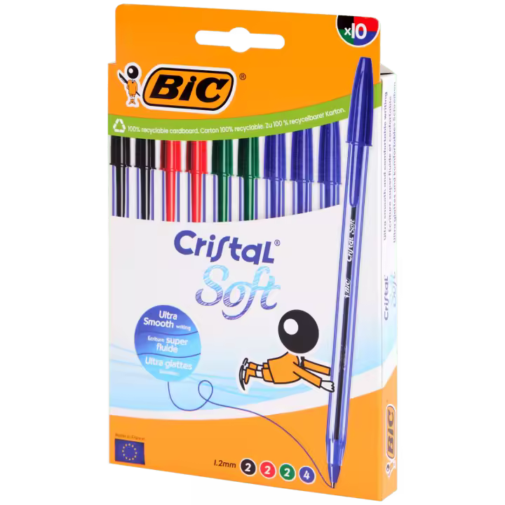 BIC Cristal Soft - Colores Surtidos, Paquete de 10 Unidades - 1