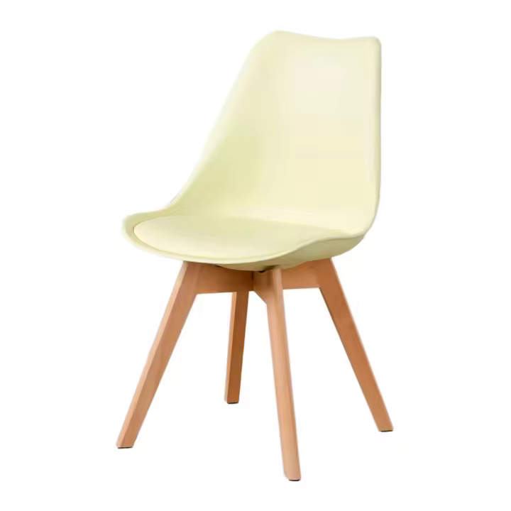 ORION91 Silla SIRIO Color Mousse de Limón Asiento Acolchado Piel Sintética y Patas Haya 54x81x48cm Comedor Oficina Salón Teletrabajo Cocina - SpazioLuzio - 1