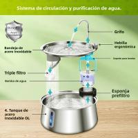 Fuente De Agua Automática Para Mascotas 4L En Acero Inoxidable Silenciosa Con Filtro Dispensador De Agua Para Gatos Y Perros - details 1