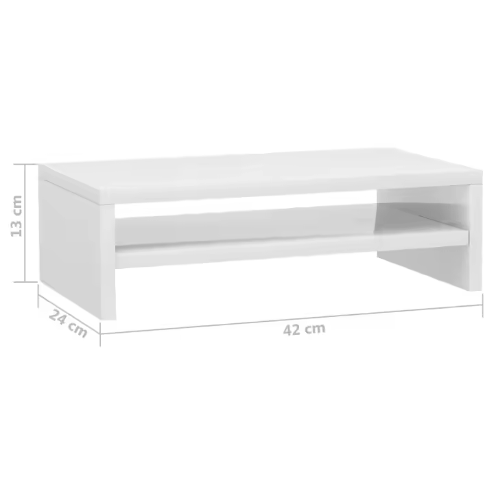 vidaXL Soporte para pantalla contrachapada blanco brillante 42x24x13cm - 1
