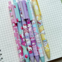 Sanrio Gel Pen 12Pcs Kawaii Hello Kitty Fresa Cinnamoroll Kuromi Melody Estación De Trabajo Estudiantes Bolígrafo 0.5 Negro Exam Pen - details 2
