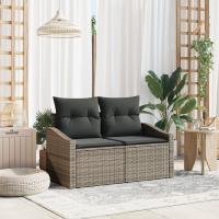 Sofá de jardín para 2 personas con almacenamiento y cojines de ratán gris - details 0