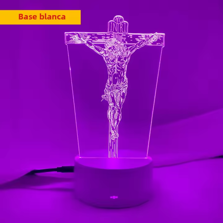 Lámpara De Noche LED USB Multicolor Respeto a Jesús Luz 3D Decorativa Para Iglesia Cábulo De Iluminación Cabello Regalo - 1