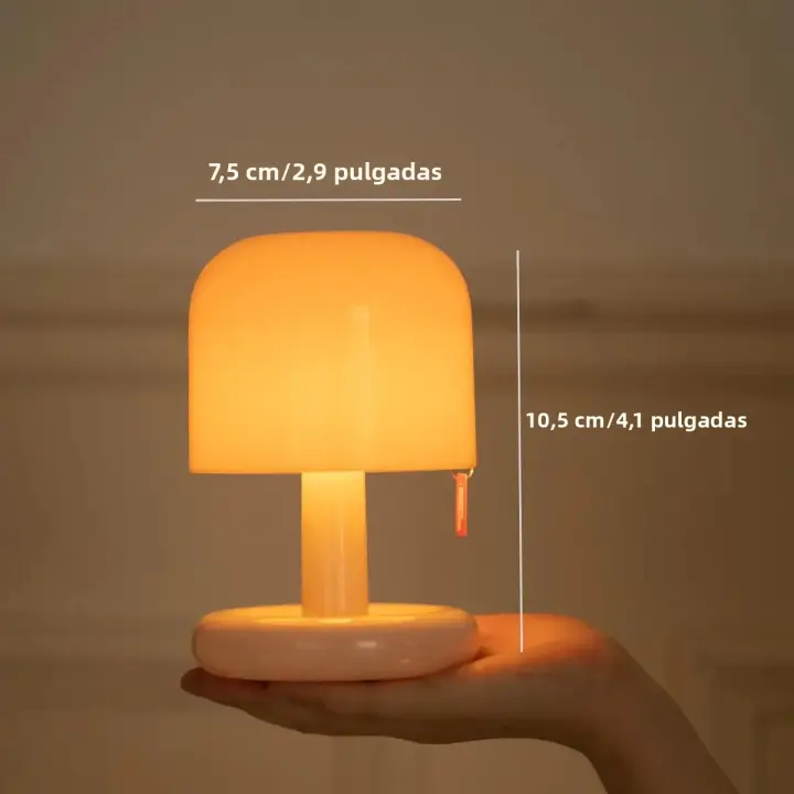 Lámpara De Mesa LED En Forma De Hongo Con Sensor Táctil Y Iluminación Rechargeable Luz De Ambiente Para Decoración Nórdica Luz De Noche Para Dormitorio Estilo Moderno - 1