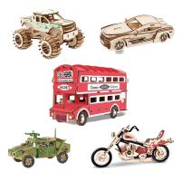 Puzzle 3D De Madera Vehículo Serie Modelo De Construcción Manual Autobús Camión Motocicleta DIY Educativo Simulación Juguete Temático - details 0