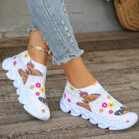 Zapatillas De Mujer De Punto Con Cristales Transpirables Y Ligeros Para Verano 2024 Zapatos Casuales De Deporte Planos Con Mesh Respirable Talla Verdadera - details 5
