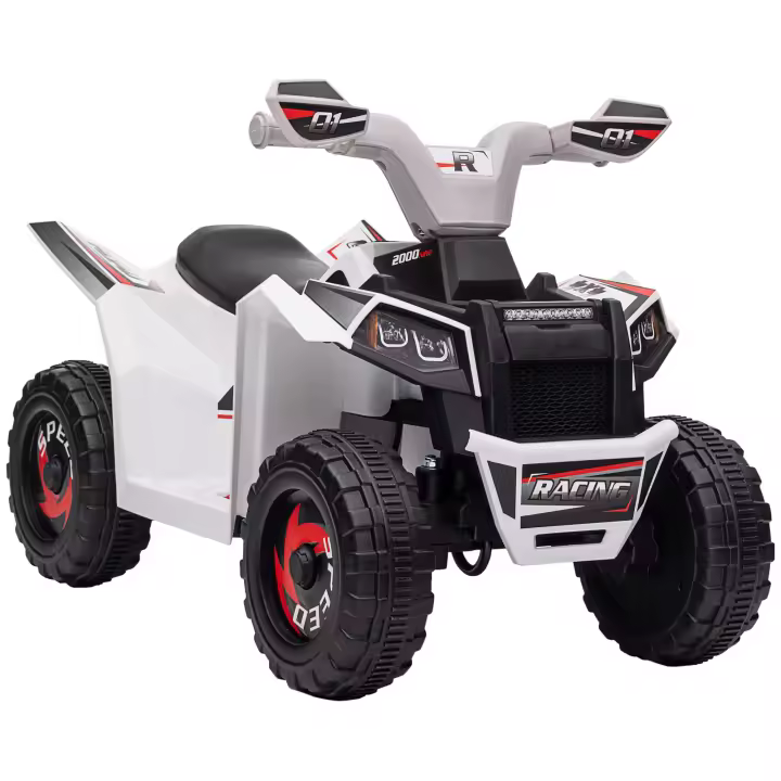 HOMCOM Quad eléctrico infantil, mini quad eléctrico con funciones de avance y retroceso, vehículo eléctrico de 6 V para niños de 1,5 a 3 años, 2,5 km/h, blanco - 1