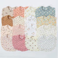 Bebé Bibs Impresión Floral Toalla De Saliva Ajustable Con Cierre De Encaje Muselina Algodón Ropa De Baño Para Niñas Arco Iris a Grado - details 0