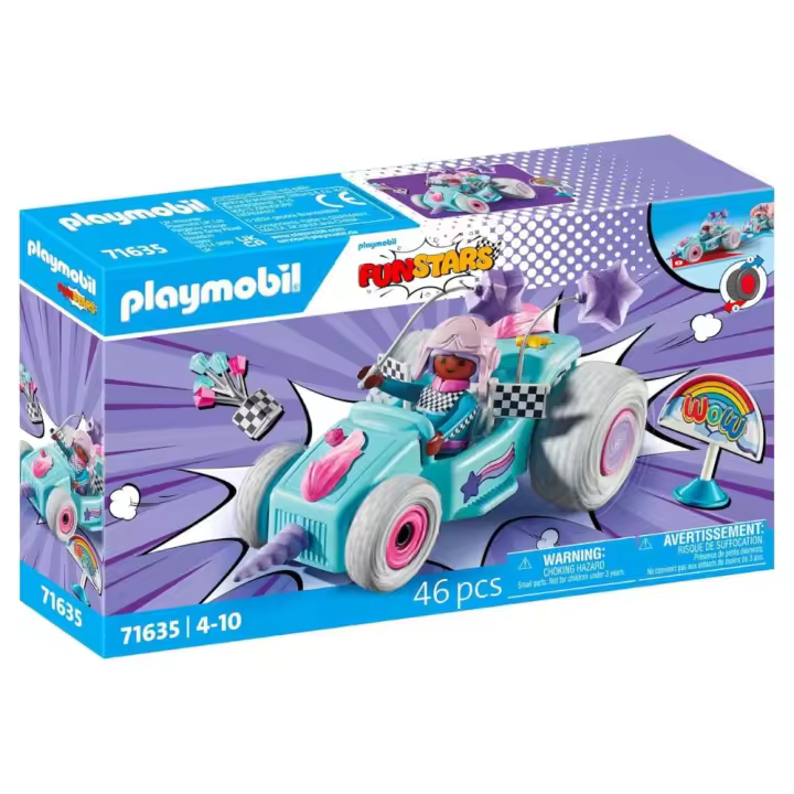 PLAYMOBIL (71635) Racing Unicornio, Kart con Motor retráctil de gran velocidad, Funstars, novedades - 1