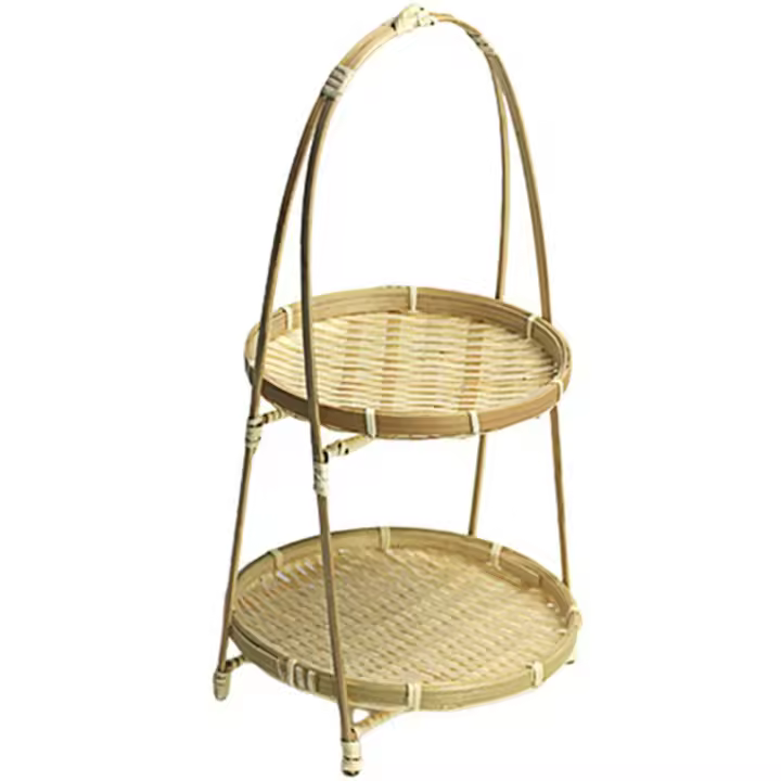 Cestas de mimbre tejidas de bambú, plato hecho a mano, decoración del hogar, almacenamiento de frutas, pan, alimentos, organizador de cocina, Panier Osier - 1