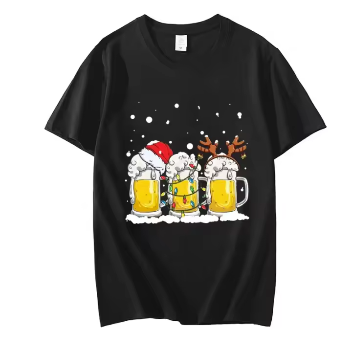 Camiseta Hombre Diseño De Gato Negro Divertido Manga Corta Transpirable Moda Navidad Callejera Estilo Casual Cuidado Fácil - 1