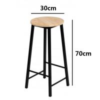 2 x Taburete Alto de Cocina, Estructura de Metal y Asiento de Madera MDF, Ø30 cm x h70 cm - Fornord - details 1