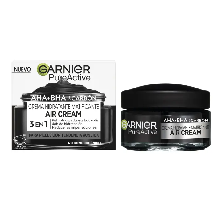 Garnier Pure Active Crema Hidratante Matificante con AHA+BHA+ Carbón para pieles con tendencia acneica - 1