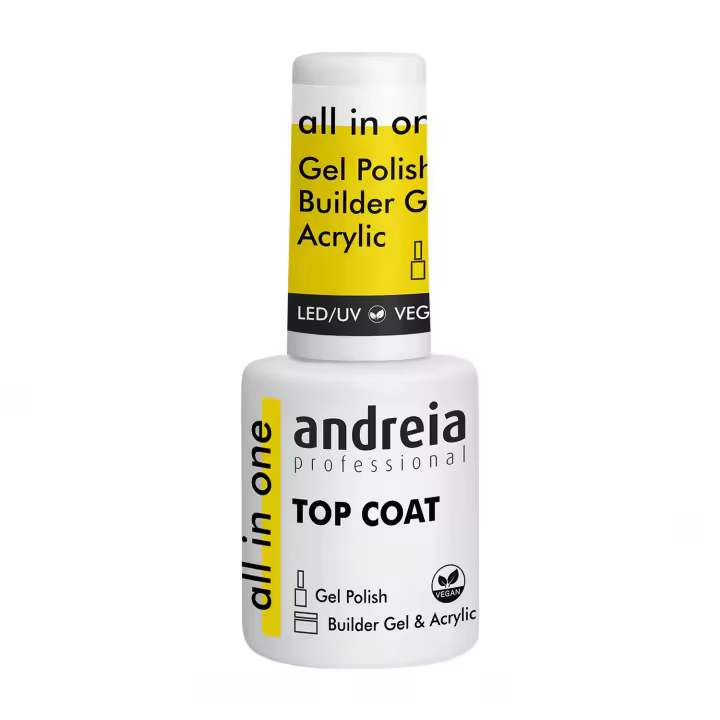 Andreia professional all in one top coat 10,5 ml, top coat de alto brillo y elevada resistencia. - 1