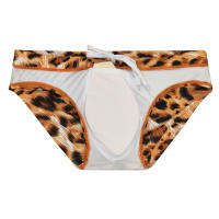 Bragas De Natación Para Hombre En Blanco Con Estampado De Leopardo Moda Verano Deporte Playa Traje De Baño Sexy Surf - details 8