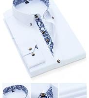 Camisa Larga De Manga Para Hombre Verano Delgada Con Cuello De Porcelana Azul Y Blanco Para Ropa Formal Y Casual Negro Náutico - details 4