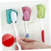 6 fundas para cepillos de dientes con ventosa, resistentes al polvo, para montaje en pared, para accesorios de baño, fáciles de instalar, colores aleatorios para ahorrar espacio. - details 2