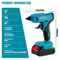 Pistola de pegamento de fusión en caliente eléctrica inalámbrica, barra de pegamento de 11mm, boquilla de cobre antiquemaduras, herramienta de reparación de bricolaje recargable para batería Makita de 18V - details 0