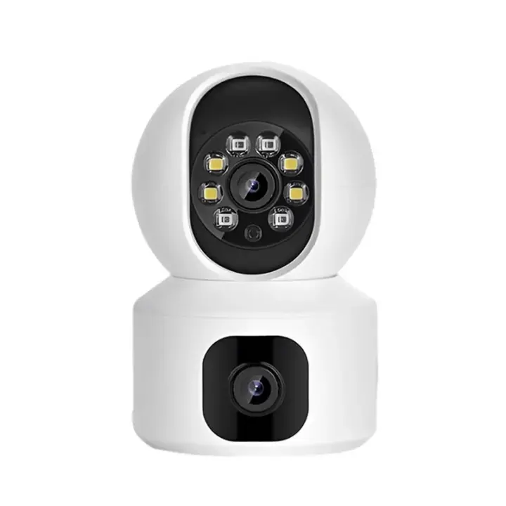 Lente dual y monitor de pantalla dual Cámara WiFi, Cámara IP PTZ inalámbrica para vigilancia del hogar, Monitor de Video de seguridad inteligente, 2k, pantallas duales, 4MP, WIFI, Audio bidireccional para bebés y Mascotas - 1