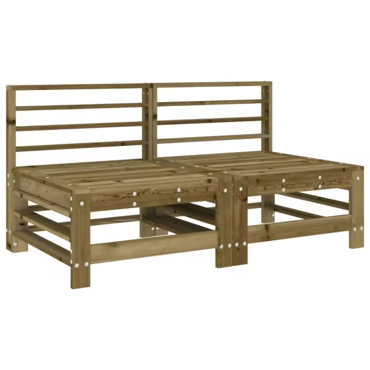 vidaXL Sofás centrales de jardín 2 uds madera maciza de pino Pino natural, Pino blanco, Pino gris Conjunto Terraza Muebles Jardín Exterior Juego de Muebles de jardín Mueble Jardín Exterior Muebles de Salon Exterior - 1