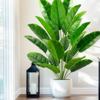 Árbol De Palma Tropical Artificial 65-120cm Hojas De Plátano Falsas Toque Real Strelitzia Plantas De Plástico Para Jardín Y Hogar - details 1