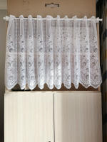 1pc Cortina Corta De Encaje Con Patrón Floral Estilo Lindo Blanca Para Decoración De Habitación Ventana Puerta Con Bolso De Rodillo - details 5