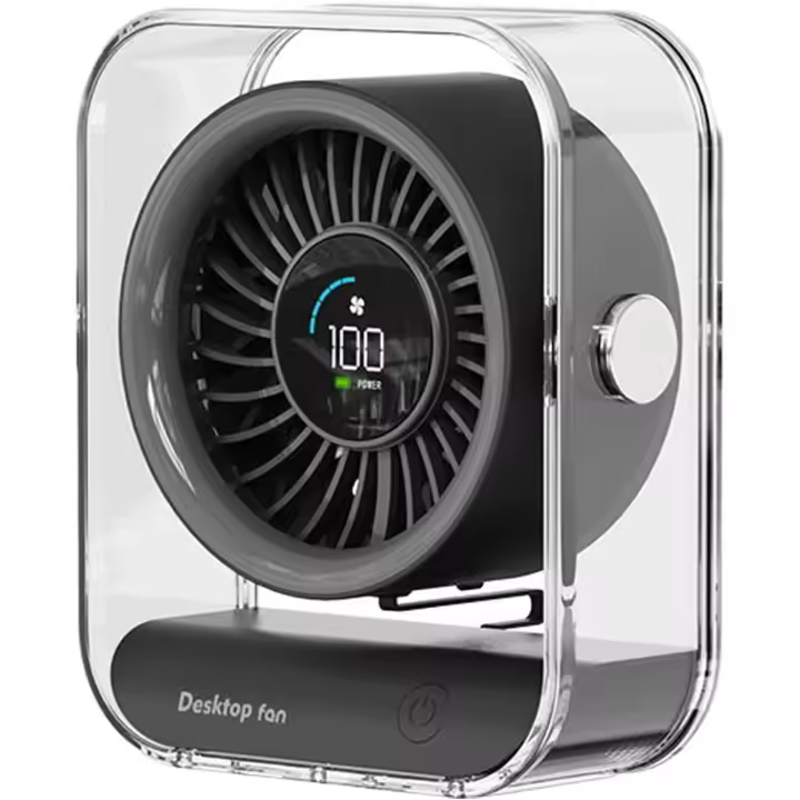 Ventilador de escritorio Pequeño, ventilador de escritorio de cabeza, refrigerador personal de 100 velidades con potente flujo de Aire, rotación de 30 Grados, de enfriamiento de Mesa dispositivo, ideal para el hogar y el Coche, 5,47x6,57 pulgadas - 1