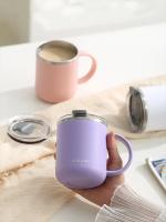 Taza De Acero Inoxidable 450ml Con Capa Doble Taza De Café Con Tapa De Plástico Y Asa Para Uso Doméstico Y Oficina Regalo - details 1