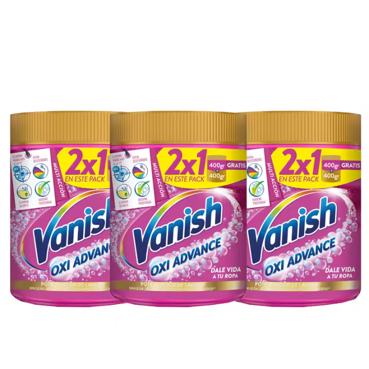 Pack de 3 Vanish Oxi ACTION 900GR( Total 900GR X 3 = 2700GR) Quitamanchas para la ropa, elimina olores, potenciador de Lavado en polvo / Vanish Oxi ACTION 900 Gr - Optimiza el Lavado - Desafía las Manchas - Más Poder, Menos Espacio - 1