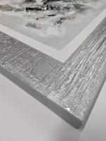 Cuadroexpres - Cuadro Pintado a mano 150x60 cm, Moderno, Abstracto, en Gris y Plata, con Relieve, firmado por el Artista, 100% Original, Sobre lienzo, Listo para Colgar - details 2