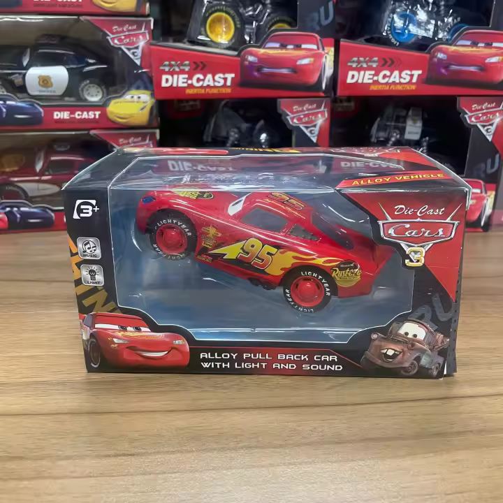 Coche De Modelo Lightning McQueen Disney Con Luz Y Música Figura De Coches Para Niños Regalo Con Retroalimentación Inercial Q-Versión Cartoon - 1